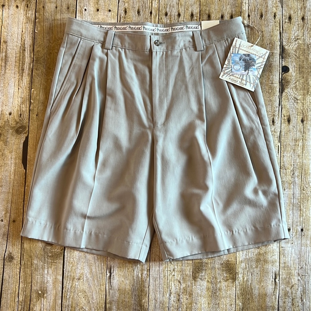 BOCA CLASSICS PLEATED MEN'S SHORTS 34 W - New Men | Color: Beige | Size: 34 in.